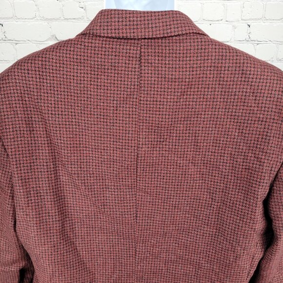 Bachrach Red 100% Wool Houndstooth 2 Button Ventless Notch Blazer Sport Coat 44 - Picture 9 of 16